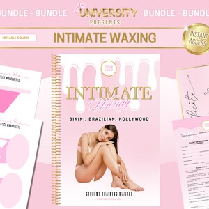 Editable Waxing Training Manuals, Waxing Tutor Bundle, Waxing Course, Face, Body, Brazilian, Bikini, Hollywood, Edit in Canva