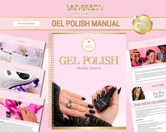 Gel Polish Training Manual, Editable Certificate (Canva Template)