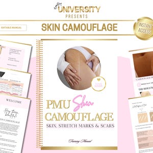 PMU Skin Camouflage Training Manual, PMU Training Guide, Scars, Stretch Marks, Micropigmentation, Cosmetic Tattooing, Edit in Canva