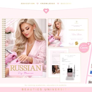 Russian Manicure Training Manual, Editable Canva Templates