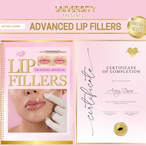 Lip Fillers Training Manual, Advanced Lip Filler Course, Certificate, Consent Forms, Lip Filler Injection Techniques Training, Edit in Canva