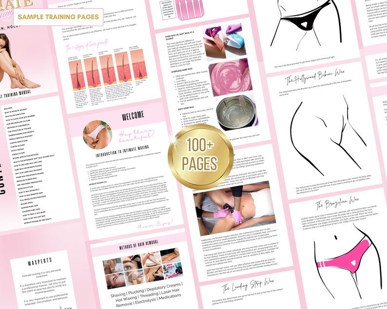 Editable Waxing Training Manuals, Waxing Tutor Bundle, Waxing Course, Face, Body, Brazilian, Bikini, Hollywood, Edit in Canva