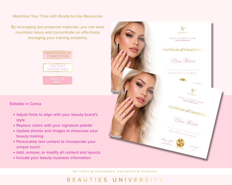 BIAB Builder Gel Training Manual, Editable Nail Course (Canva)