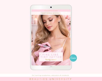 Tiny Tattoo Training Course, Fine Line Editable Manual & Templates (Canva)
