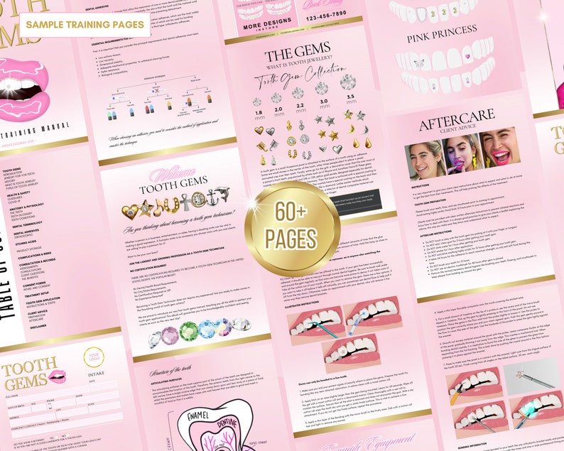 Tooth Gems Training Manual, Certificate, Tooth Gems Flyers, Tooth Gems Tutor Course, Tooth Gems Consent, Tooth Gems Designs, Edit in Canva