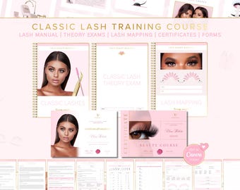 Classic Lash Extensions Training Course Package for Students & Educators | Editable Canva Templates
