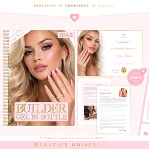 Manuale di formazione sul gel costruttore BIAB, corso di unghie modificabile (Canva)