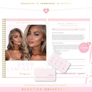 Eyebrow Lamination Training Manual, Forms, Care Card | Editable Canva Templates
