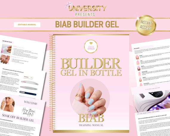 BIAB Builder Gel Training Manual, Editable Nail Course (Canva)