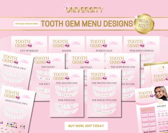 Tooth Gem Design Menu, Canva Template (Digital Download)
