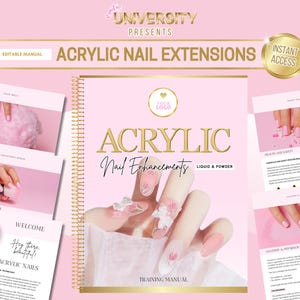 Acrylic Nails Training Manual, Acrylic Nails Guide, Certificate, Nails Course, Nail Technician, Acrylics Course, Edit in Canva