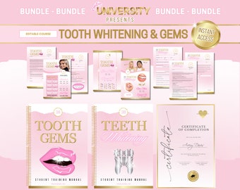 Tooth Gem & Teeth Whitening Training Manuals, Editable Course (Canva)