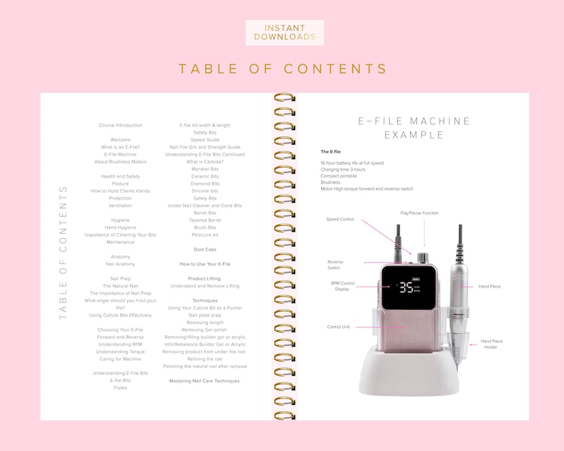 E-File Nails Training Manual, Editable Course, Canva Template image 2