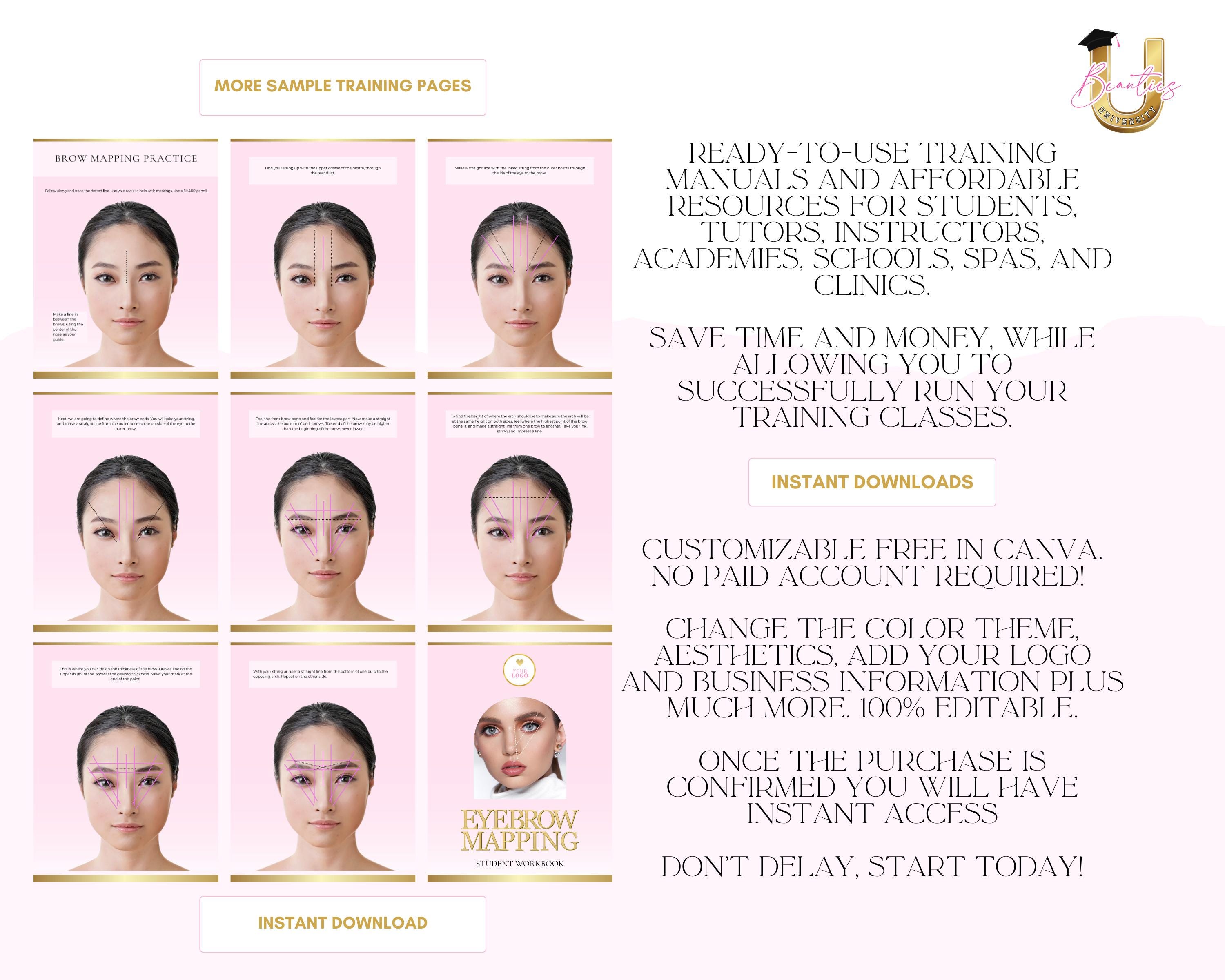 Practice For Brows Editable Brow Mapping Student Practice Workbook (canva Template) - Etsy