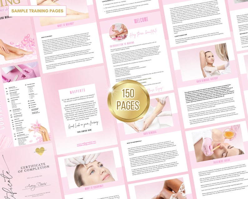 Editable Waxing Training Manuals, Waxing Tutor Bundle, Waxing Course, Face, Body, Brazilian, Bikini, Hollywood, Edit in Canva
