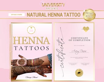 Manuale di formazione per tatuaggi all'henné, corso modificabile, modello Canva