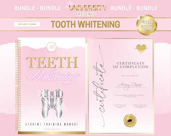 Teeth Whitening Training Course Bundle, Editable Manual, Certificate, Flyers (Canva)