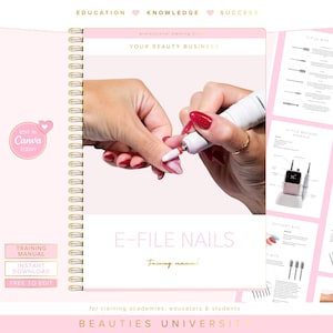 E-File Nails Training Manual, Editable Course, Canva Template