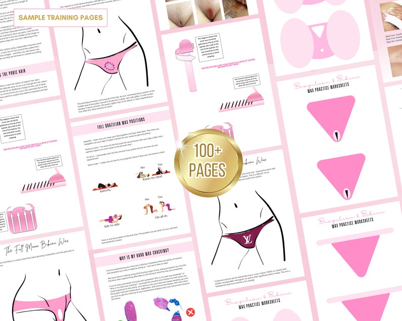 Editable Waxing Training Manuals, Waxing Tutor Bundle, Waxing Course, Face, Body, Brazilian, Bikini, Hollywood, Edit in Canva