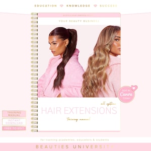Hair Extensions Training Manual | Hair Course | Edit in Canva