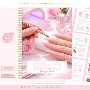 Acrylic Nails Training Manual, Editable Certificate, Canva Course