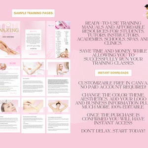 Editable Waxing Training Manuals, Waxing Tutor Bundle, Waxing Course, Face, Body, Brazilian, Bikini, Hollywood, Edit in Canva