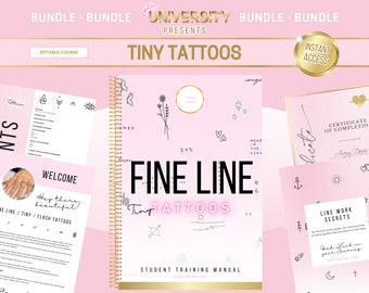 Tiny Tattoo Manual, Fine Line Tattoo Training, Tattoo Linework Course, Tiny Tattoo Aftercare, Fineline Tattoo Manual, Flash Tattoo, Editable