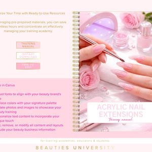 Acrylic Nails Training Manual, Editable Certificate, Canva Course