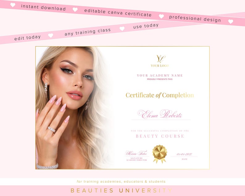 BIAB Builder Gel Training Manual, Editable Nail Course (Canva)