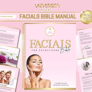 Facials Training Manual for Student Esthetician, Educator Training Guide for Cosmetology Class or  Beauty School Courses,  Edit in Canva