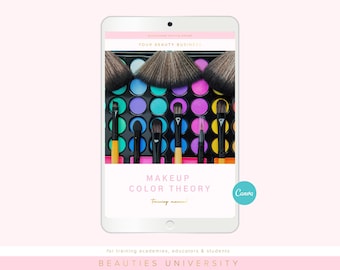 Teoría del color para maquilladores / Guía de colorimetría / Manual de formación en belleza / Edición en Canva