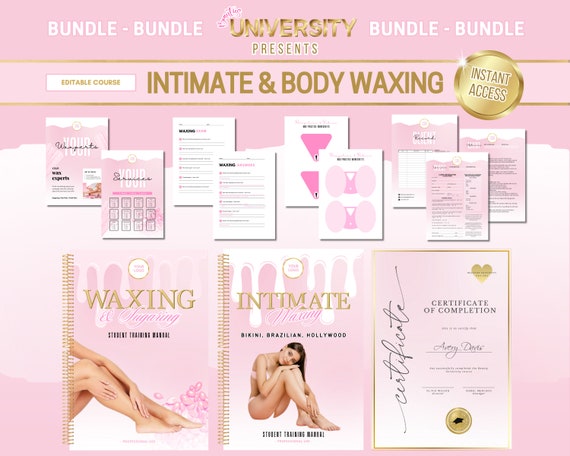 Editable Waxing Training Manual Bundle, Beauty Course (Canva)