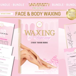 Editable Waxing Training Manuals, Waxing Tutor Bundle, Waxing Course, Face, Body, Brazilian, Bikini, Hollywood, Edit in Canva