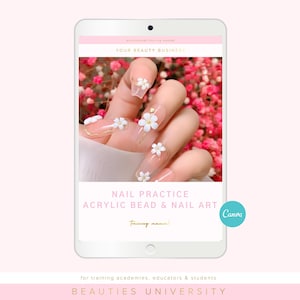 Nail Practice Templates Workbook| Bead Control, 3D Designs, Nail Art Guide (Editable Canva eBook)