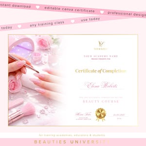 Acrylic Nails Training Manual, Editable Certificate, Canva Course