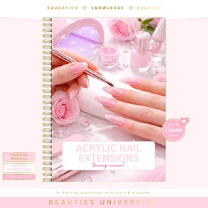 Acrylic Nails Training Manual, Editable Certificate, Canva Course