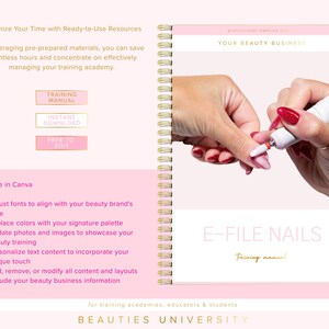 E-File Nails Training Manual, Editable Course, Canva Template image 4