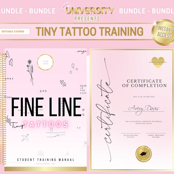 Tiny Tattoo Training, Fine Line Training, Beginners Fine Line, Tattoo Business Kit, Tiny Tattoos, Training Manual, Flash Tattoo, Editable