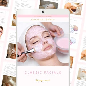 Classic Facials Training Manual: Editable Cosmetology Skincare Training Course, Edit in Canva