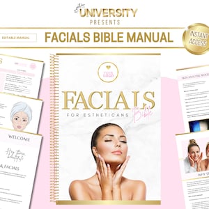 Facials Training Manual, Aesthetician Training Guide, Beauty School Training Course for Facials, Cosmetology,  Edit in Canva