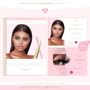 Lash Extensions Training Course | Editable Training Manual & Certificates | Canva Templates