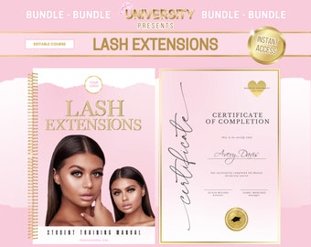 Lash Training Manual, Lash Manual, Lash Certificate, Eyelash Extensions, Lash Flyers, Classic, Hybrid, Volume, Tutor Course, Edit in Canva