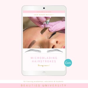 Hairstrokes, nanoblading en microblading PMU-sjabloon voor trainingstraining voor studenten (bewerkbaar canva)