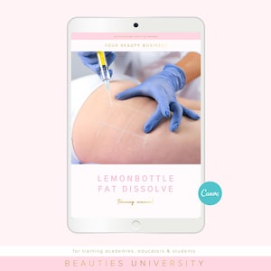 Manual de capacitación de Lemonbottle para la disolución de grasa, curso de lipólisis por mesoterapia inyectable (plantilla editable de Canva)
