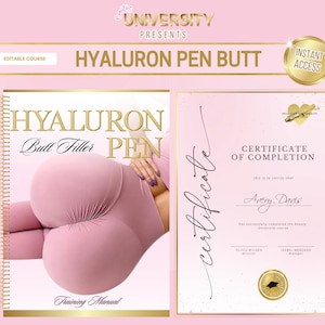 Hyaluron Pen Butt Filler Training Course, Training Manual, Study Guide, Certificate, No Needle Filler, Buttock Mapping, Edit in Canva