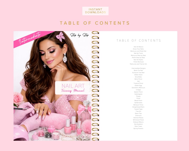 Nail Art Training Manuals, Nail Artist Guides, Certificates, Nails Course, Basic, Intermediate, Advanced, Edit in Canva