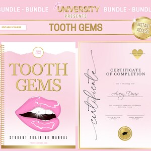 Tooth Gems Training Manual, Certificate, Tooth Gems Flyers, Tooth Gems Tutor Course, Tooth Gems Consent, Tooth Gems Designs, Edit in Canva