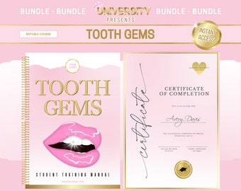 Tooth Gems Training Course Bundle, Editable Manual, Certificate (Canva Template)