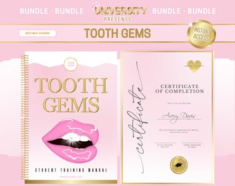 Tooth Gems Training Manual, Certificate, Tooth Gems Flyers, Tooth Gems Tutor Course, Tooth Gems Consent, Tooth Gems Designs, Edit in Canva