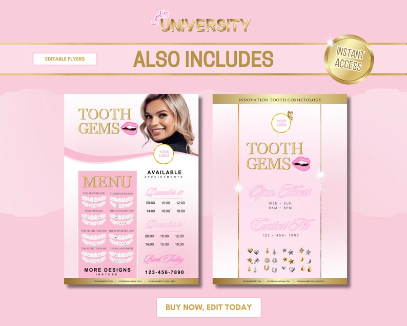 Tooth Gems Training Manual, Certificate, Tooth Gems Flyers, Tooth Gems Tutor Course, Tooth Gems Consent, Tooth Gems Designs, Edit in Canva